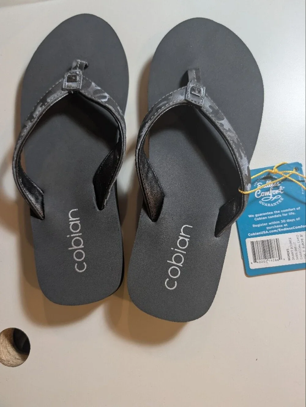 Cobian Black Women's Size 7 Logo Flip Flops NWT